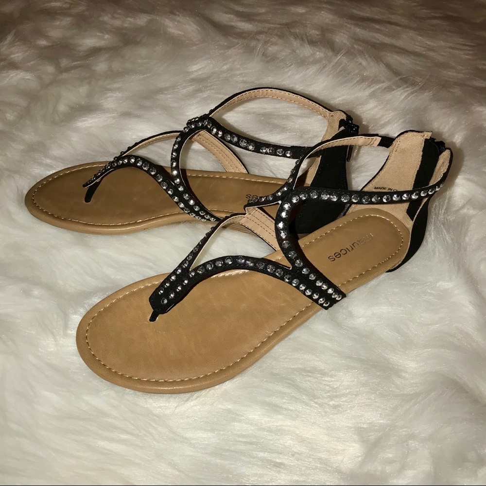 Black Rhinestoned Maurice Sandals {NWT}